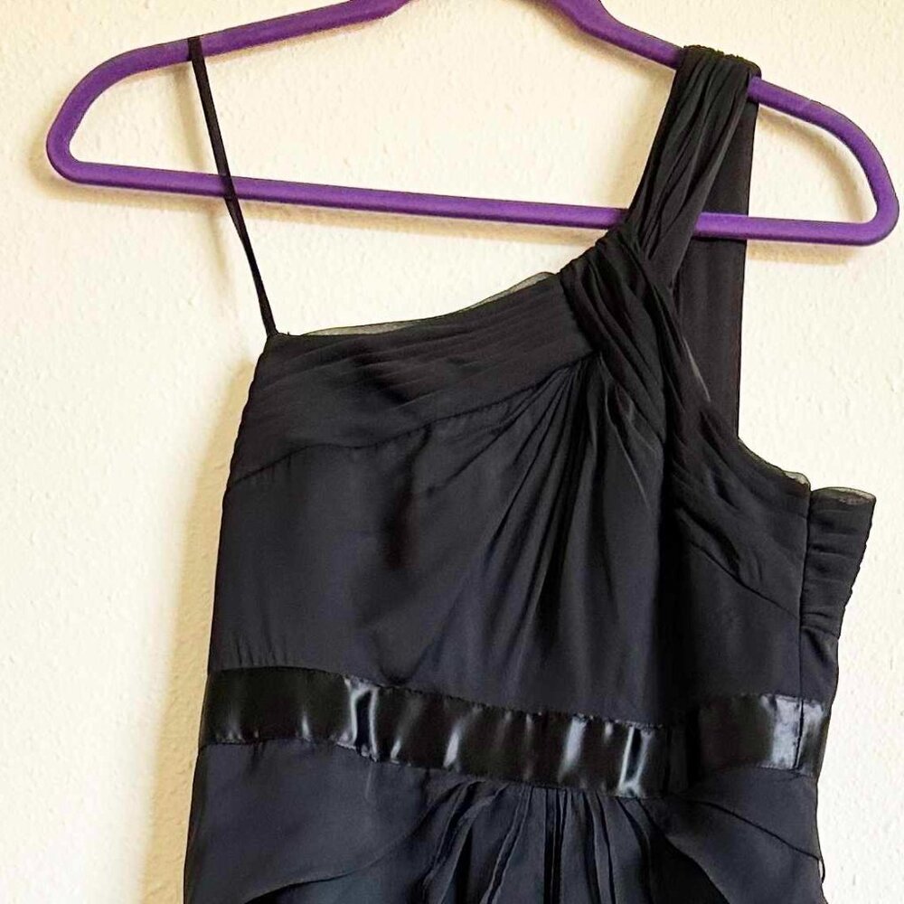 Adrianna Papell One-Shoulder Black Long Dress